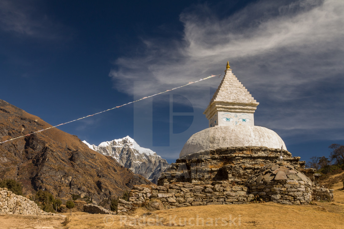 "Stupa above Namche Bazaar" stock image