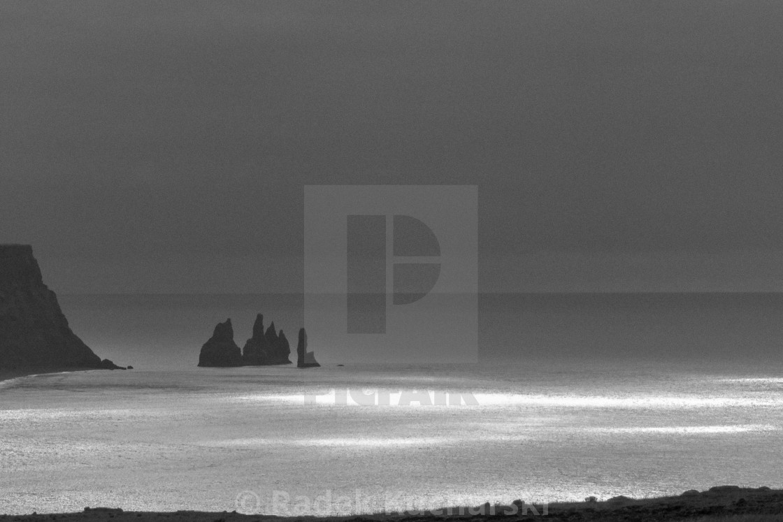 "Reynisdrangar seen from Dyrhólaey cliffs" stock image