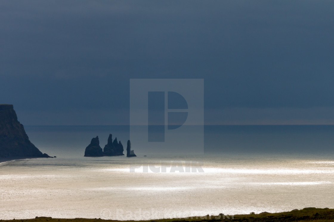 "Reynisdrangar seen from Dyrhólaey cliffs" stock image