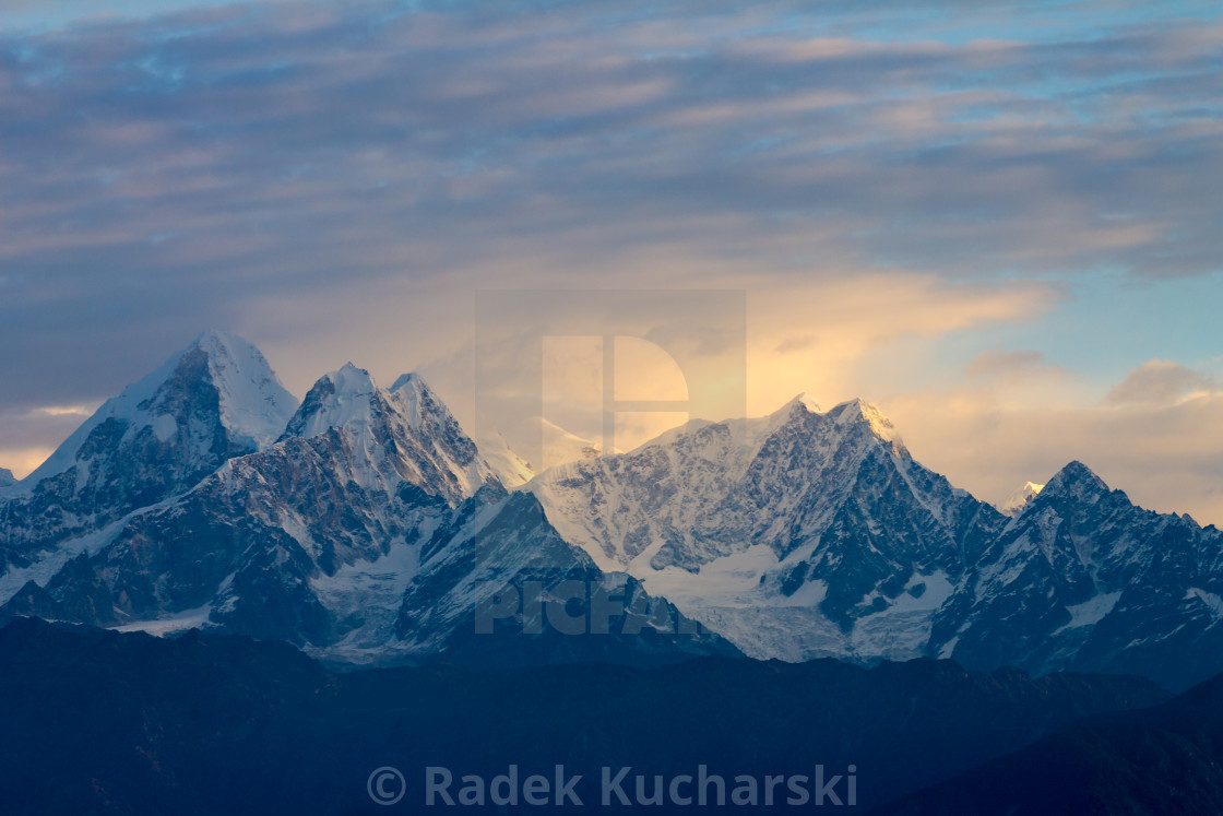 "Langtang Himal seen at sunrise from Nagarkot" stock image