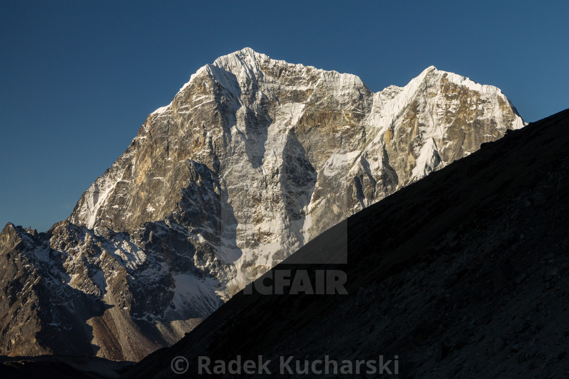 "Taboche Peak, the north face - an early morning view from the Kh" stock image