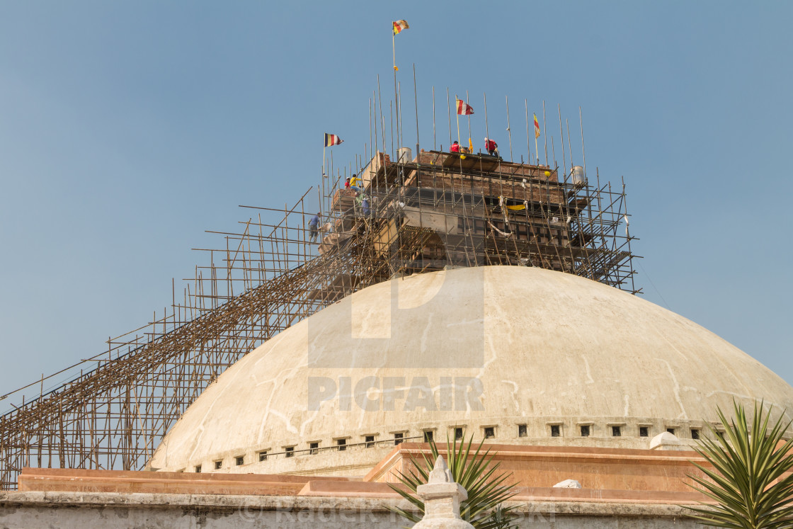 "Reconstruction of the Boudha Stupa - UNESCO World Heritage Site" stock image