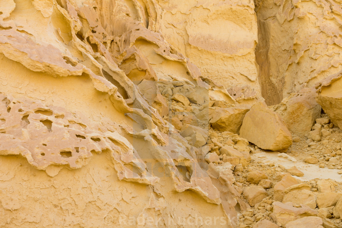 "Patterns and forms shaped by the wind erosion. Wadi al-Hitan – Whale Valley, Egypt." stock image