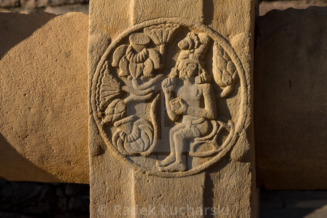 "Round decorative carving on a balustrade" stock image