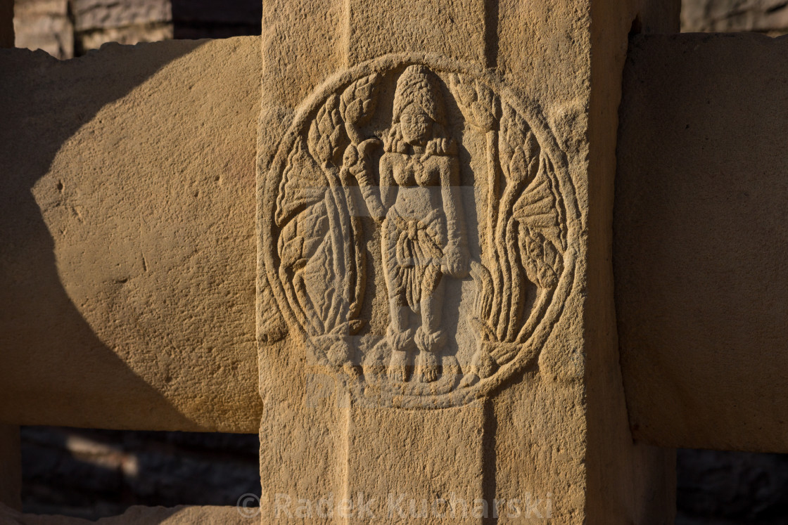 "A woman carved in a decorative medallion" stock image