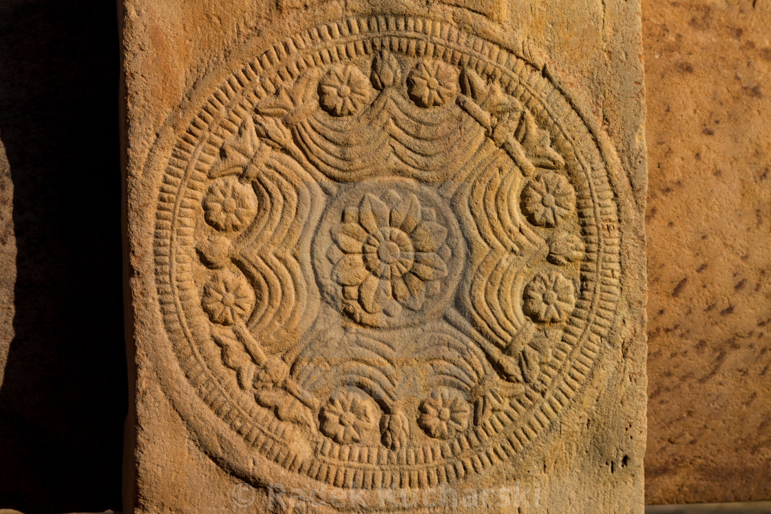 "Decorative floral motifs carved in stone" stock image