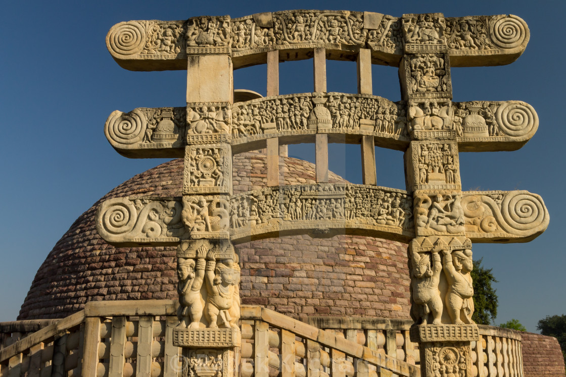 "Gateway of Stupa 3 in Sanchi" stock image