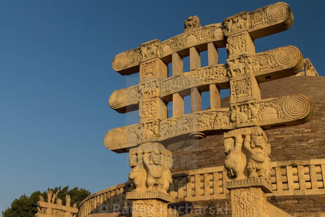 "Western gate of the Great Stupa, Sanchi" stock image