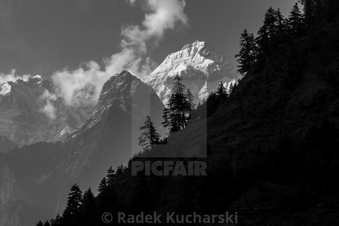 "Lapuchung Peak, Manaslu Region" stock image