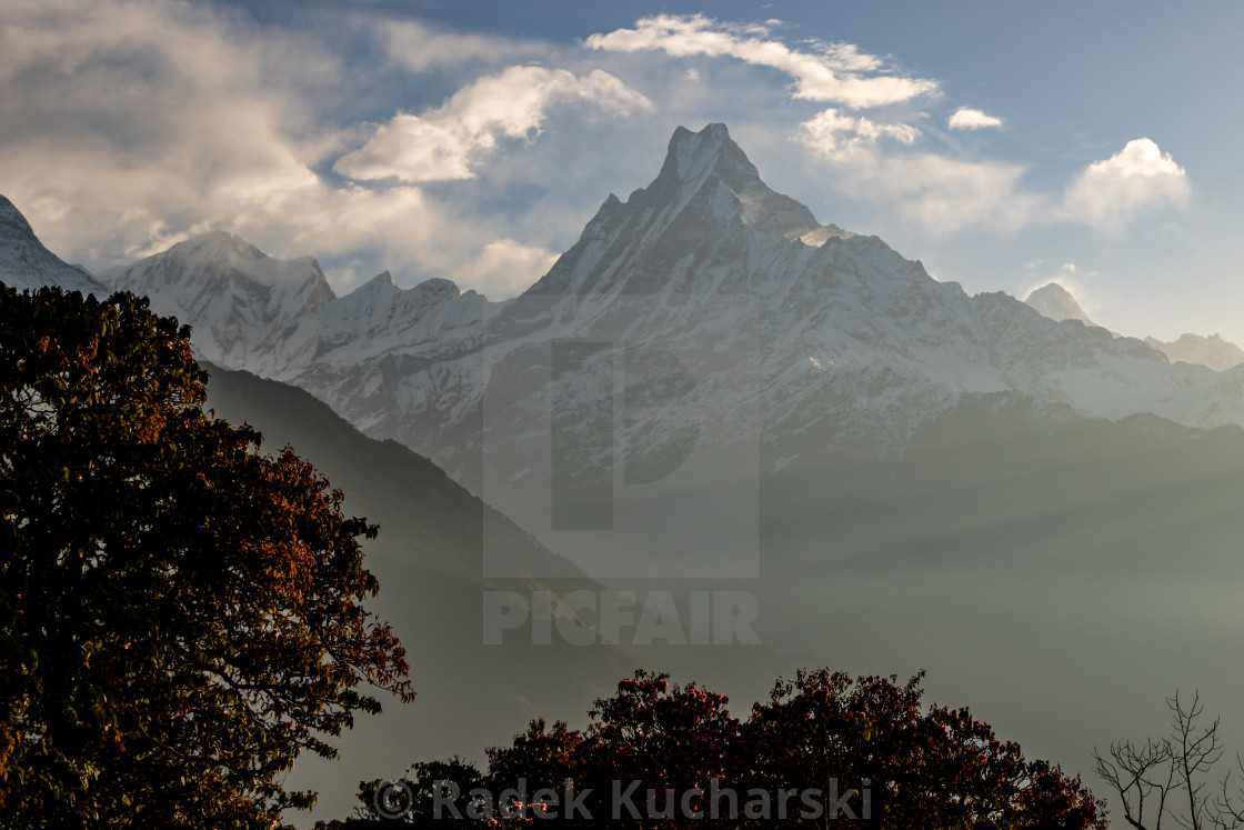 "Machapuchare, the Fishtail Mountain. Annapurna Massif." stock image