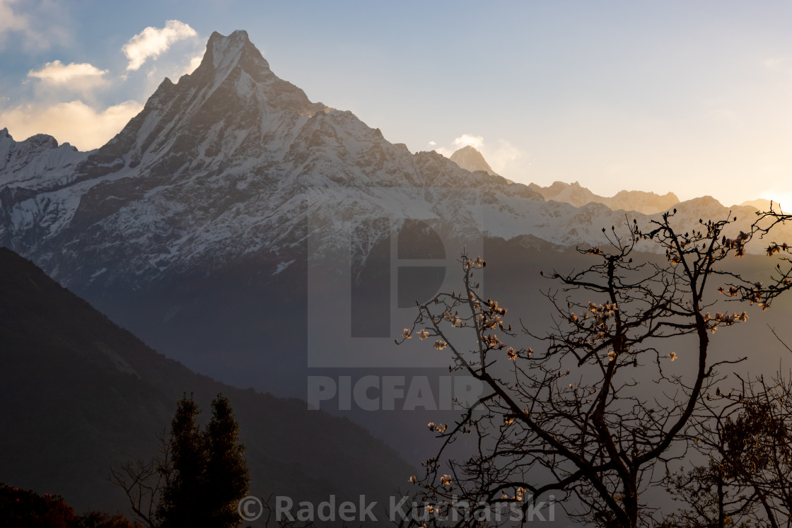 "Machapuchare, the Fishtail Mountain. Annapurna Massif." stock image