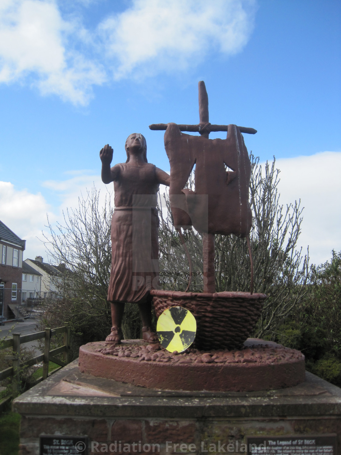 "St Bega at St Bees with nuclear symbol." by Radiation Free Lakeland - $46.10 "St Bega at St Bees with nuclear symbol." stock image