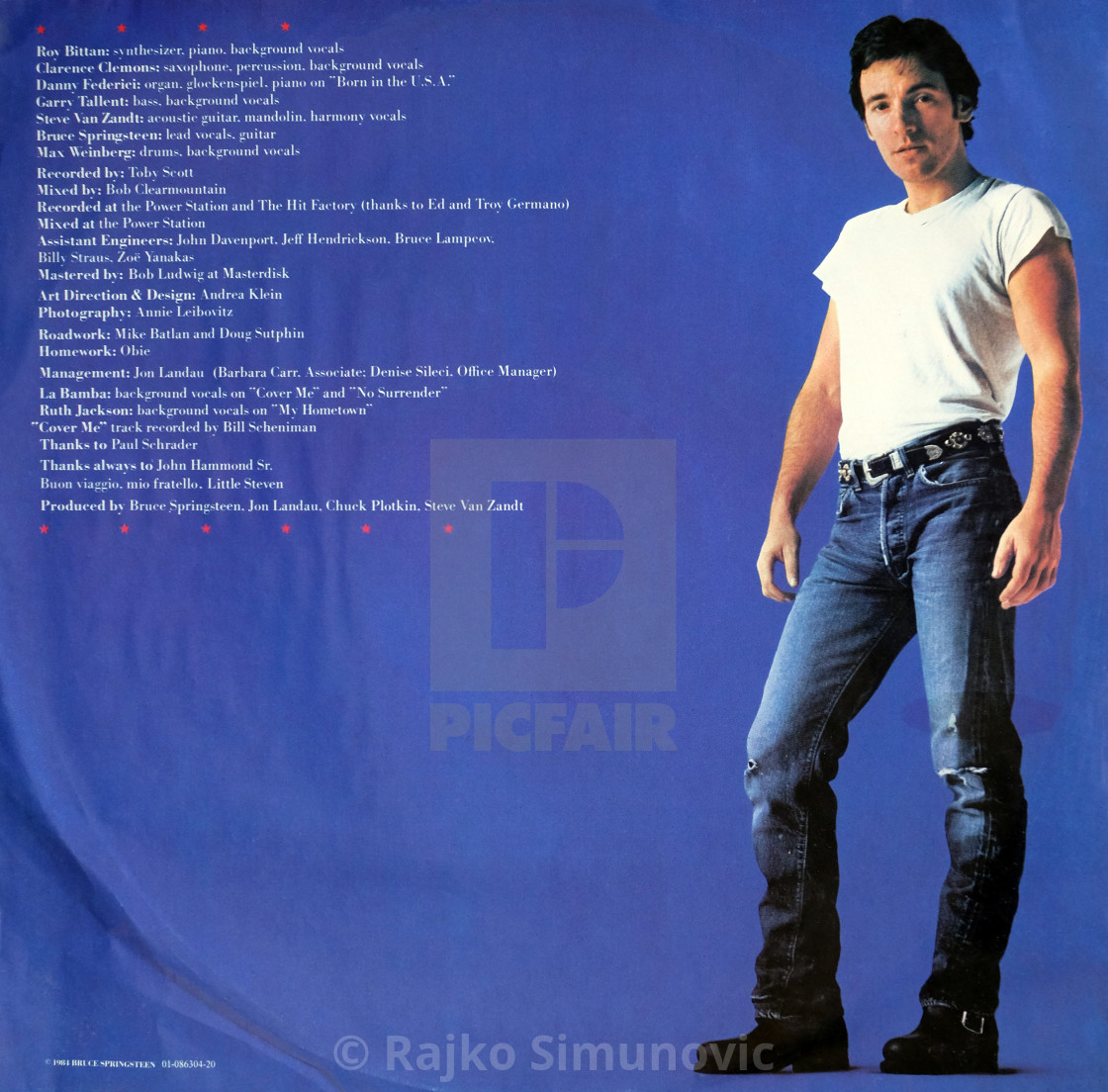 ukuelige Vær forsigtig Elemental Bruce Springsteen: LP inner sleeve 1 'Born In The U.S.A.' - License,  download or print for £12.40 | Photos | Picfair