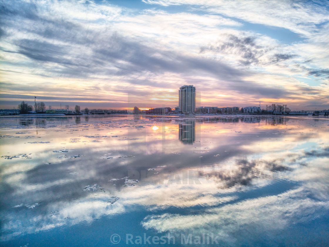"Sunset on the Fraser River" by Rakesh Malik - £100.00 "Sunset on the Fraser River" stock image