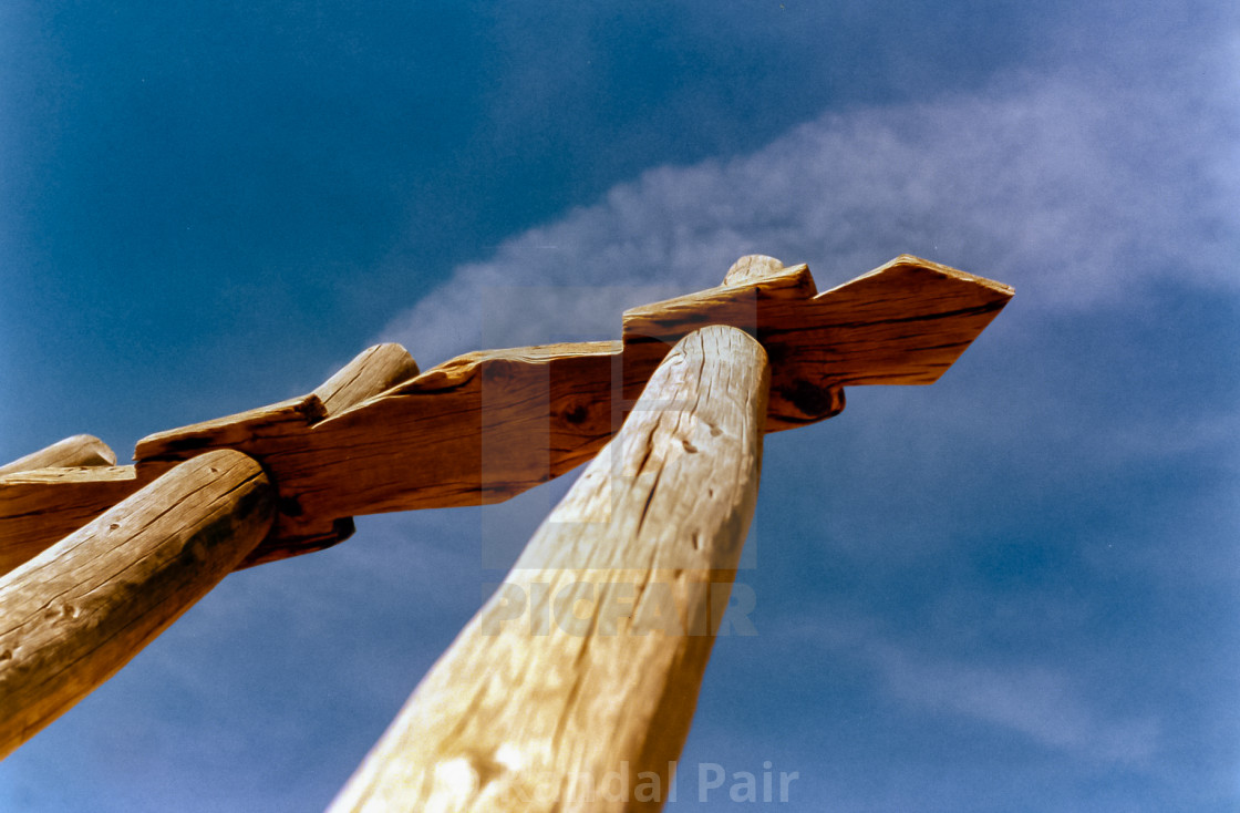 "Top of a ladder at Acoma Pueblo" stock image