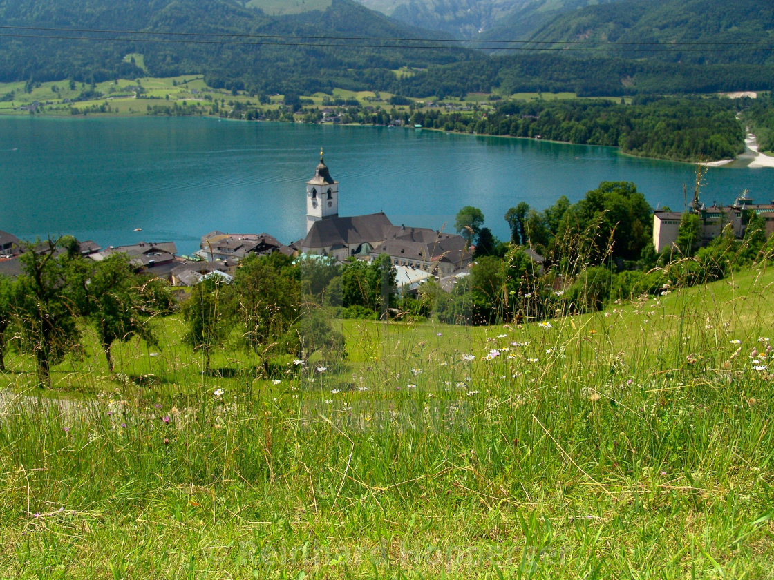 "Beautiful view over St.Wolfgang in the Austrian Salzkammergut region" stock image