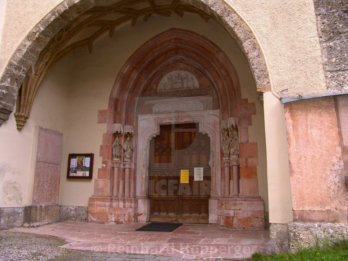 "Massive door at Nonnberg Abbey in Salzburg, Austria" stock image