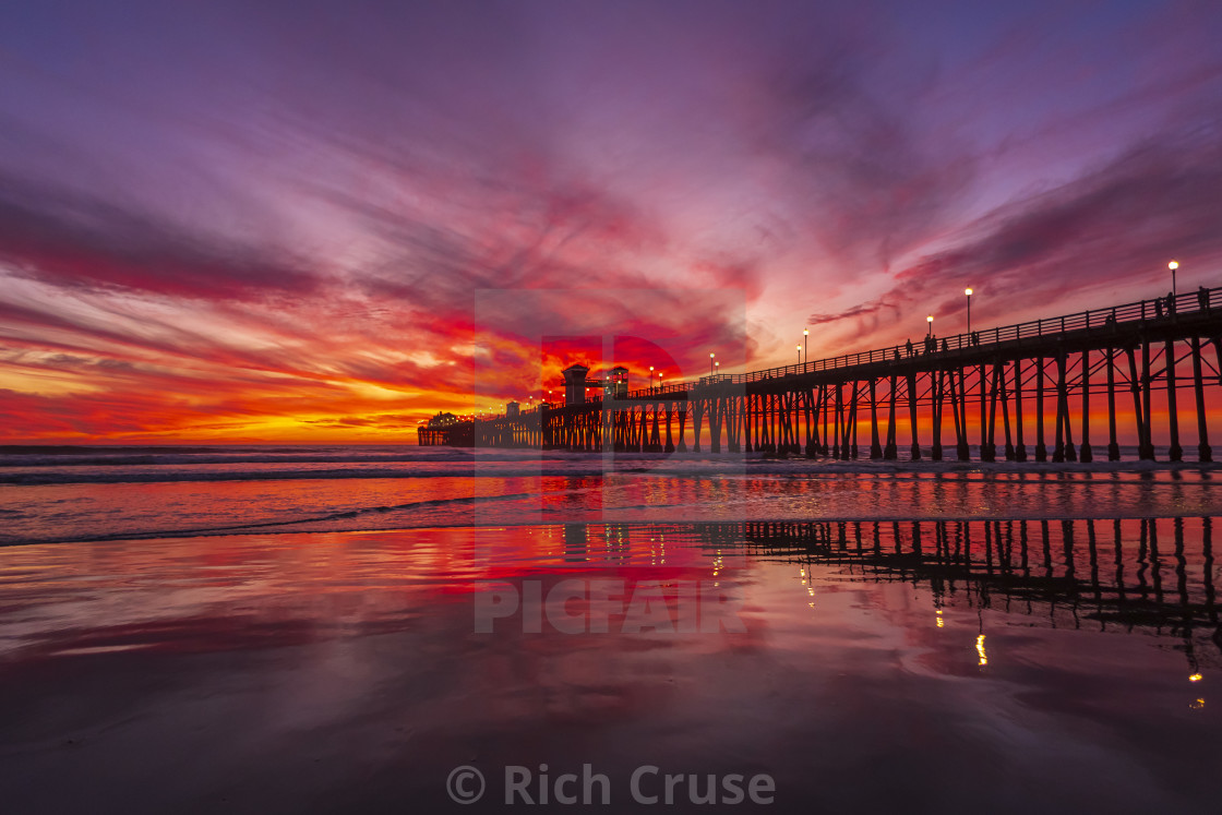"Colorful Sunset at Oceanside Pier" by Rich Cruse - $77.12 "Colorful Sunset at Oceanside Pier" stock image