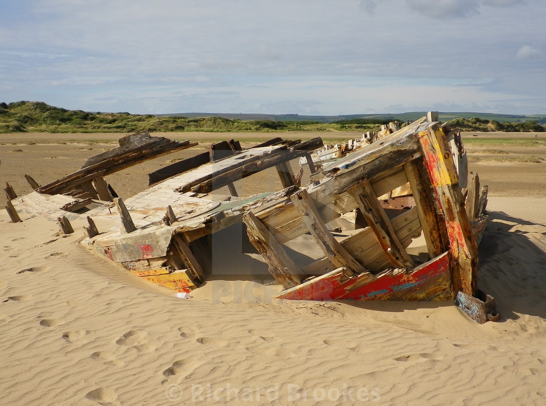 "BOAT WRECK AT CROW POINT DEVON" by Richard Brookes - $18.08 "BOAT WRECK AT CROW POINT DEVON" stock image