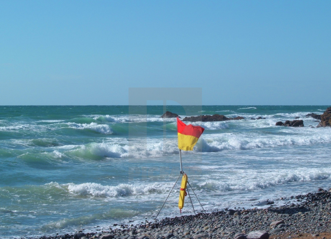 "SAFE BATHING LIFEGUARD PATROLLED AREA BEACH FLAG CORNWALL" by Richard Brookes - $18.08 "SAFE BATHING LIFEGUARD PATROLLED AREA BEACH FLAG CORNWALL" stock image