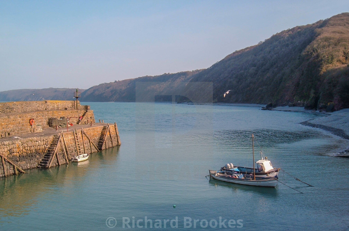 "CLOVELLY HARBOUR FISHING BOATS DEVON" by Richard Brookes - $18.08 "CLOVELLY HARBOUR FISHING BOATS DEVON" stock image