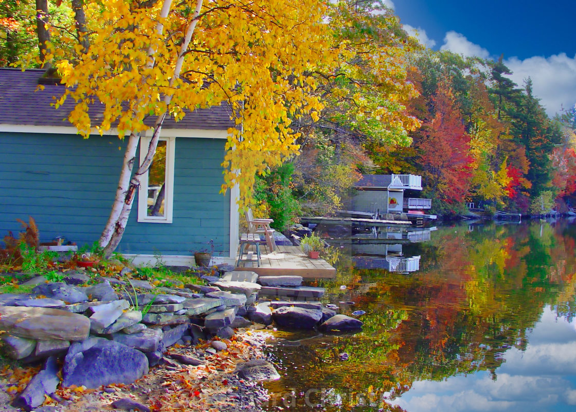 "Houses in New Hampshire in Fall Colors" stock image