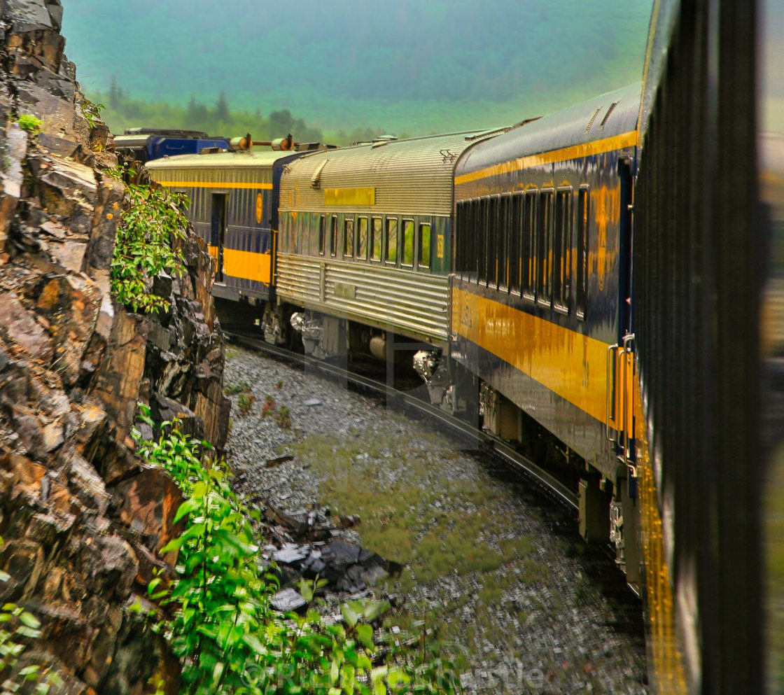 "Alaska Train in Mountains" stock image