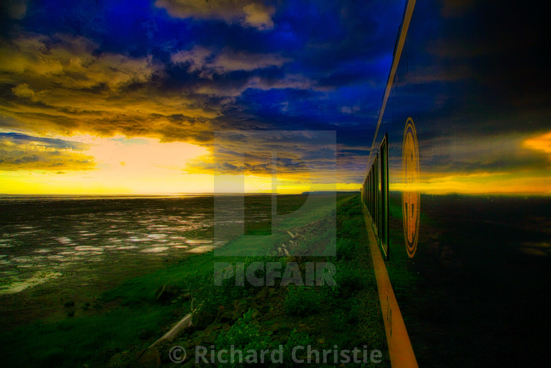 "Sunset on a Train" stock image