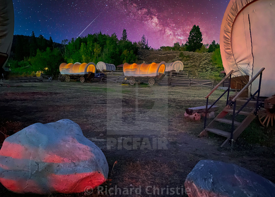 "Wagons in Wyoming" stock image