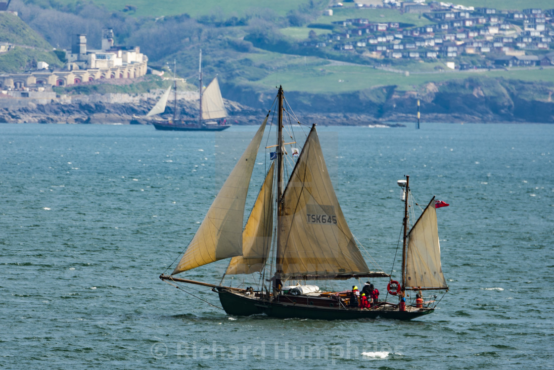 "Yacht in Plymouth Sound" stock image