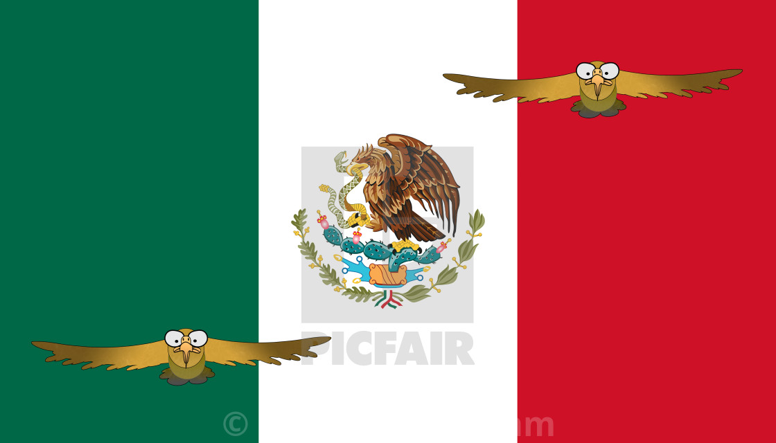 Cartoon Golden Eagle Aquila Chrysaetos And Mexican Flag License Download Or Print For 99 00 Photos Picfair