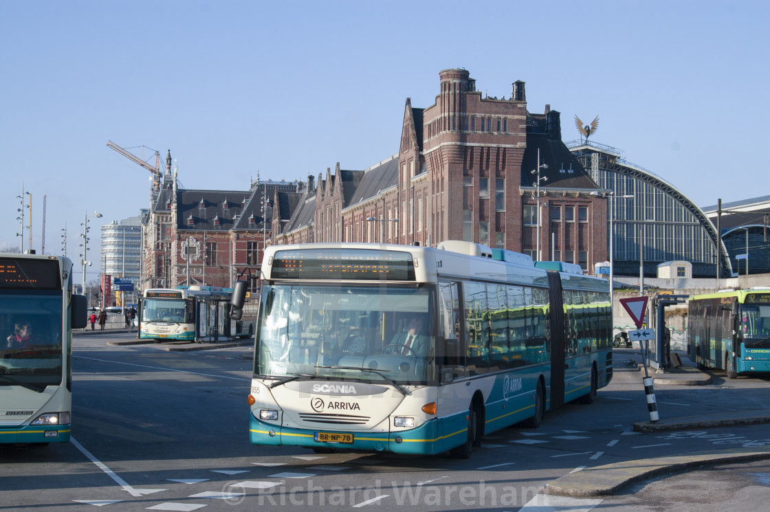 "Amsterdam The Netherlands Arriva bussen voorkant Centraal station 2008..." stock image