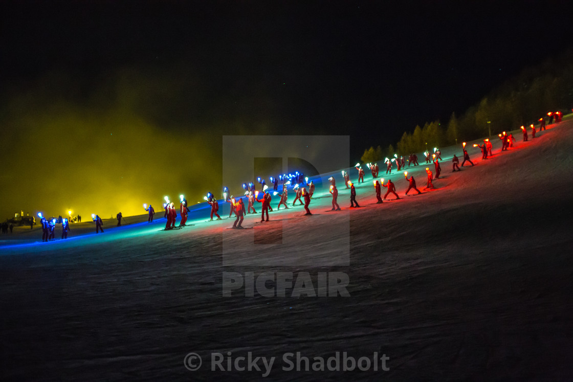 "Torchlit Ski Parade" stock image