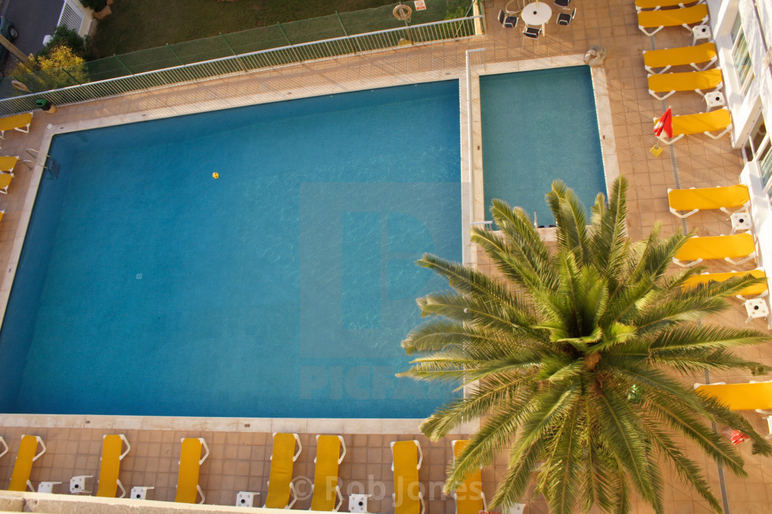 "Hotel Pool, Ibiza, Balearic Islands, Spain." stock image