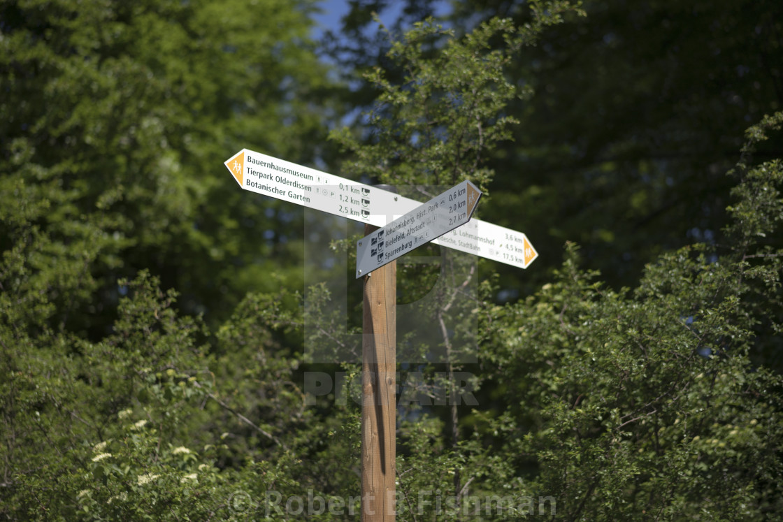 "Teutoburger Wald Forest hiking trail signposting" stock image