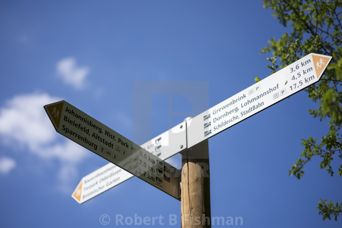 "Teutoburger Wald Forest hiking trail signposting" stock image