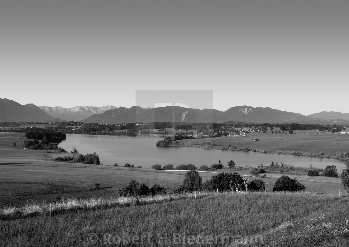 "Lake „Riegsee" in Bavaria Germany" by Robert H. Biedermann - £45.00 "Lake „Riegsee" in Bavaria Germany" stock image
