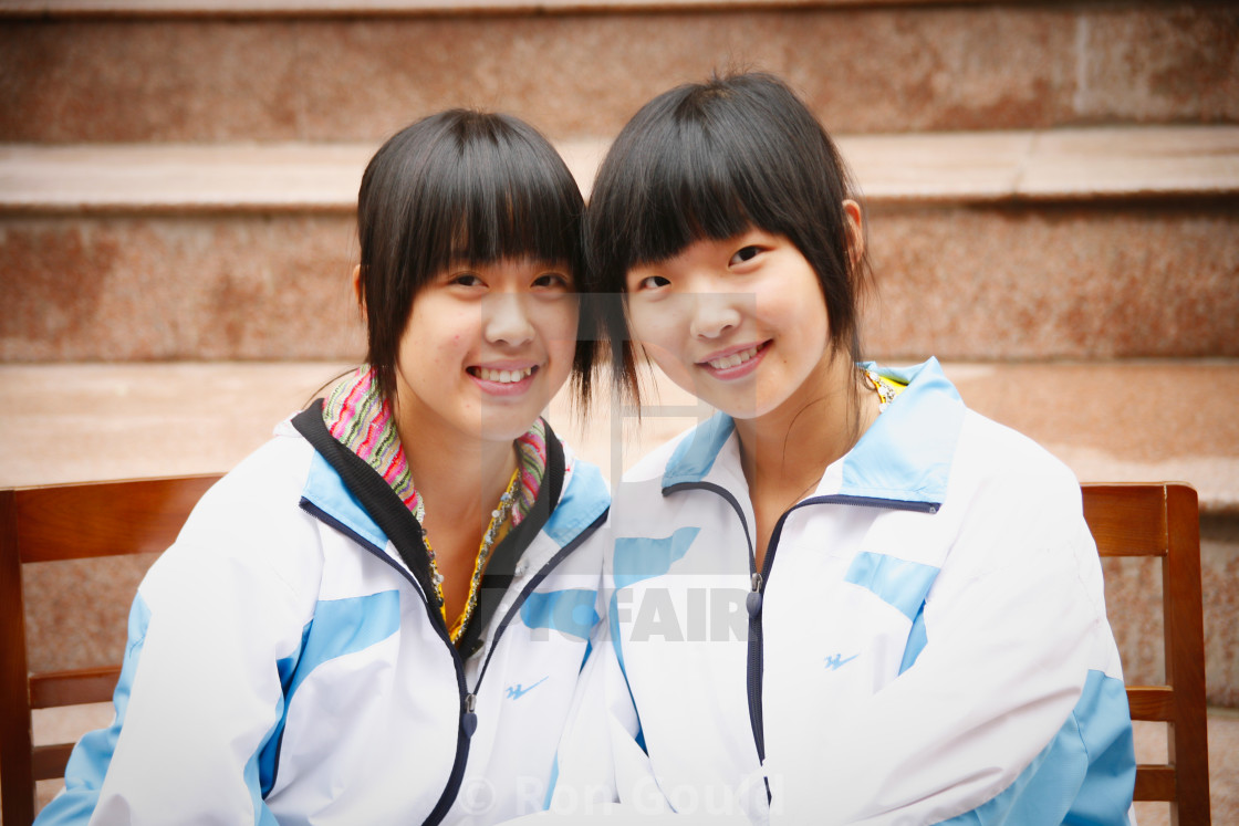 "Chinese school girls" stock image