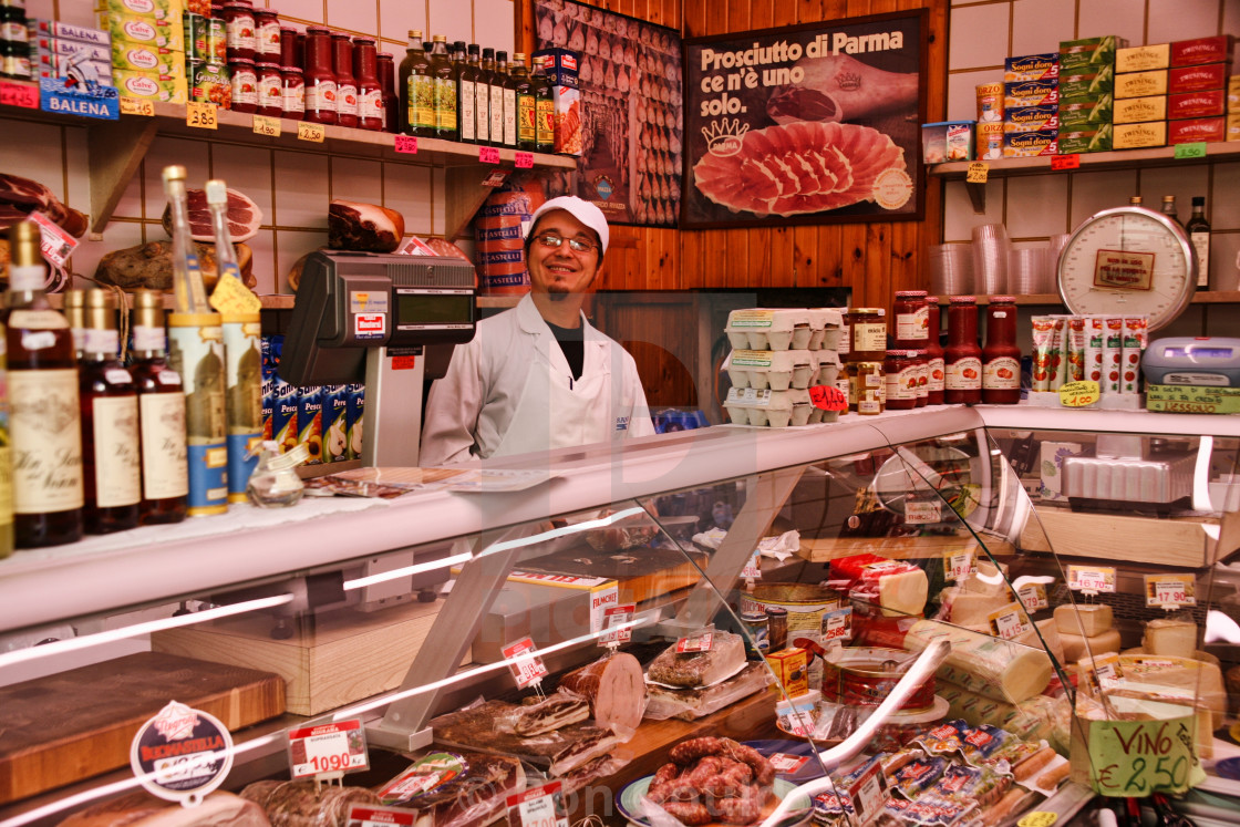 "Butcher shop, Bologna, Italy" stock image