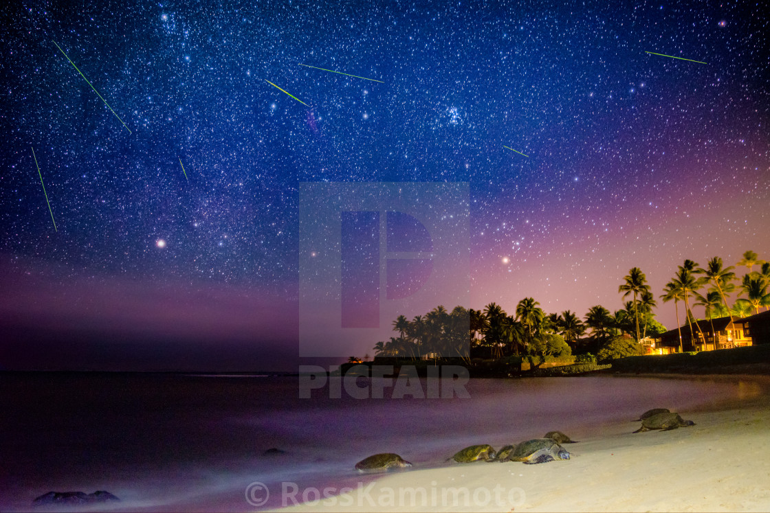 "Perseids over Honu" by - $18.70 "Perseids over Honu" stock image