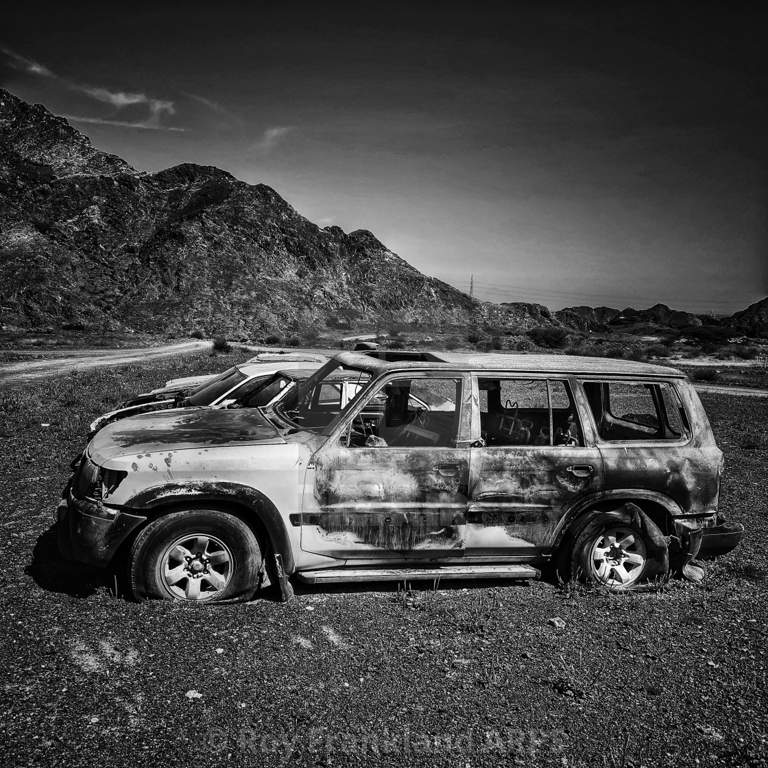 "Abandoned cars - Dibba, UAE" stock image