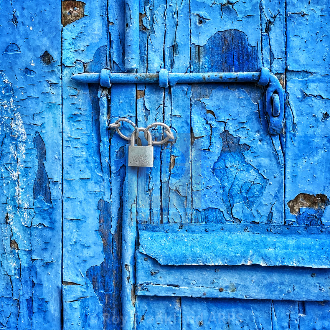 "Peeling blue paint" stock image