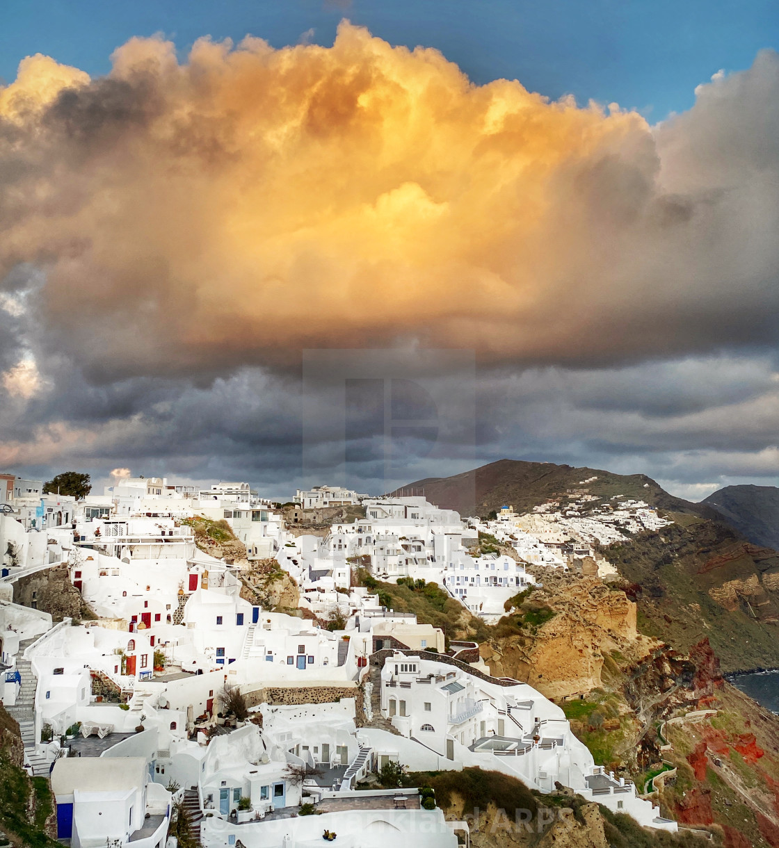 "Sunset over Fira, Santorini" stock image