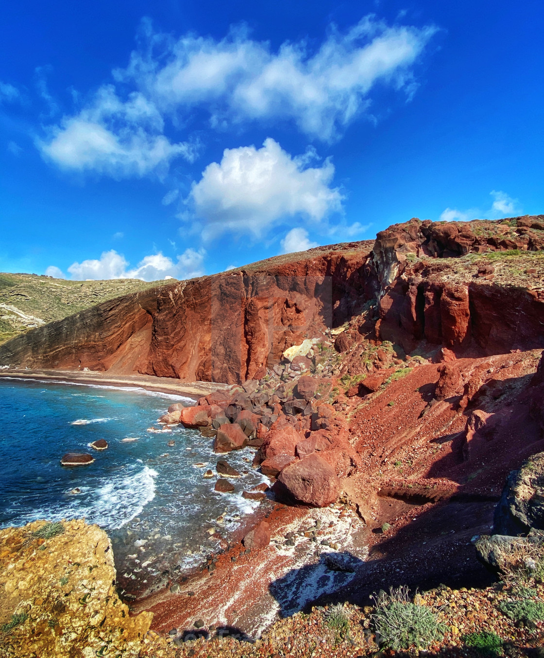 "Red Beach, Santorini - colour" stock image