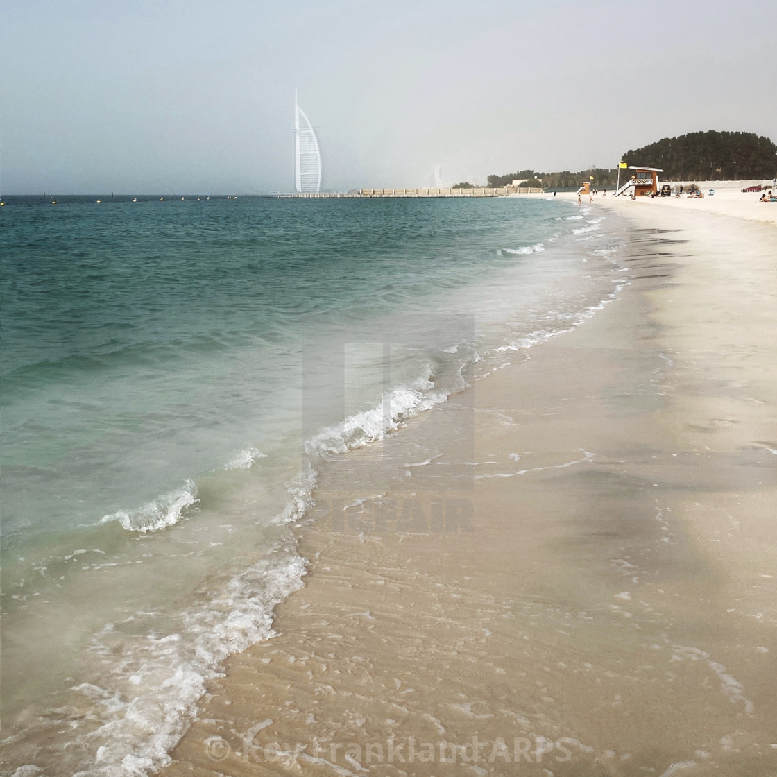 "Burj Al Arab and beach - colour" stock image