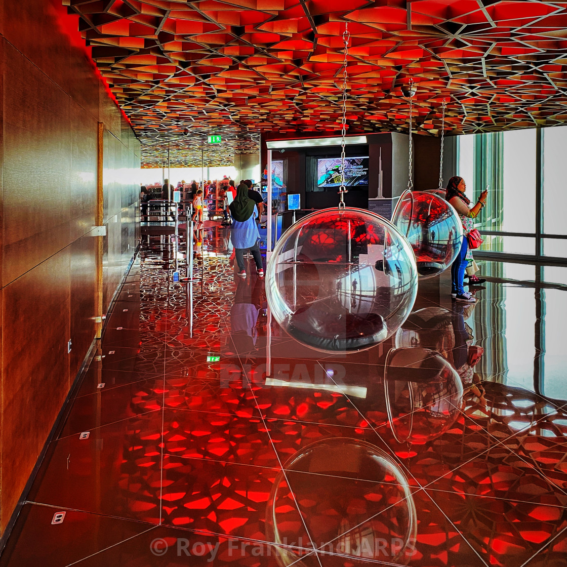 "Interior detail of the Burj Khalifa viewing level" stock image