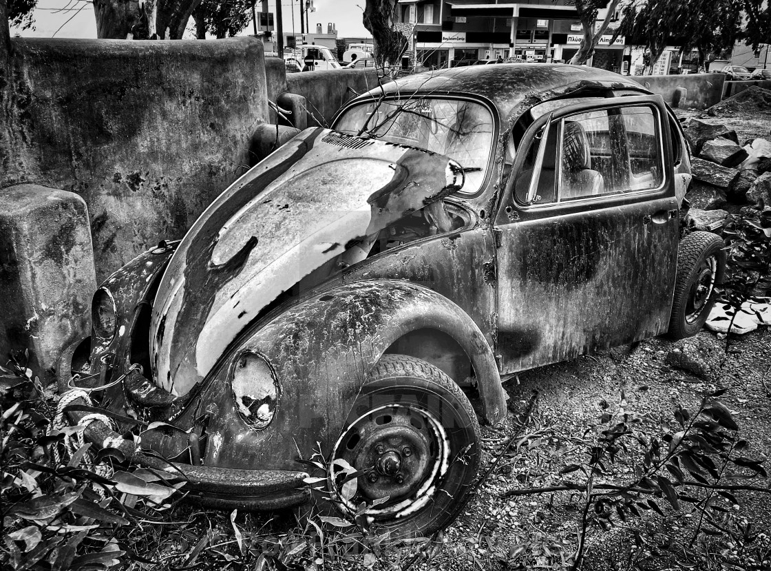 "Wrecked VW Beetle" stock image