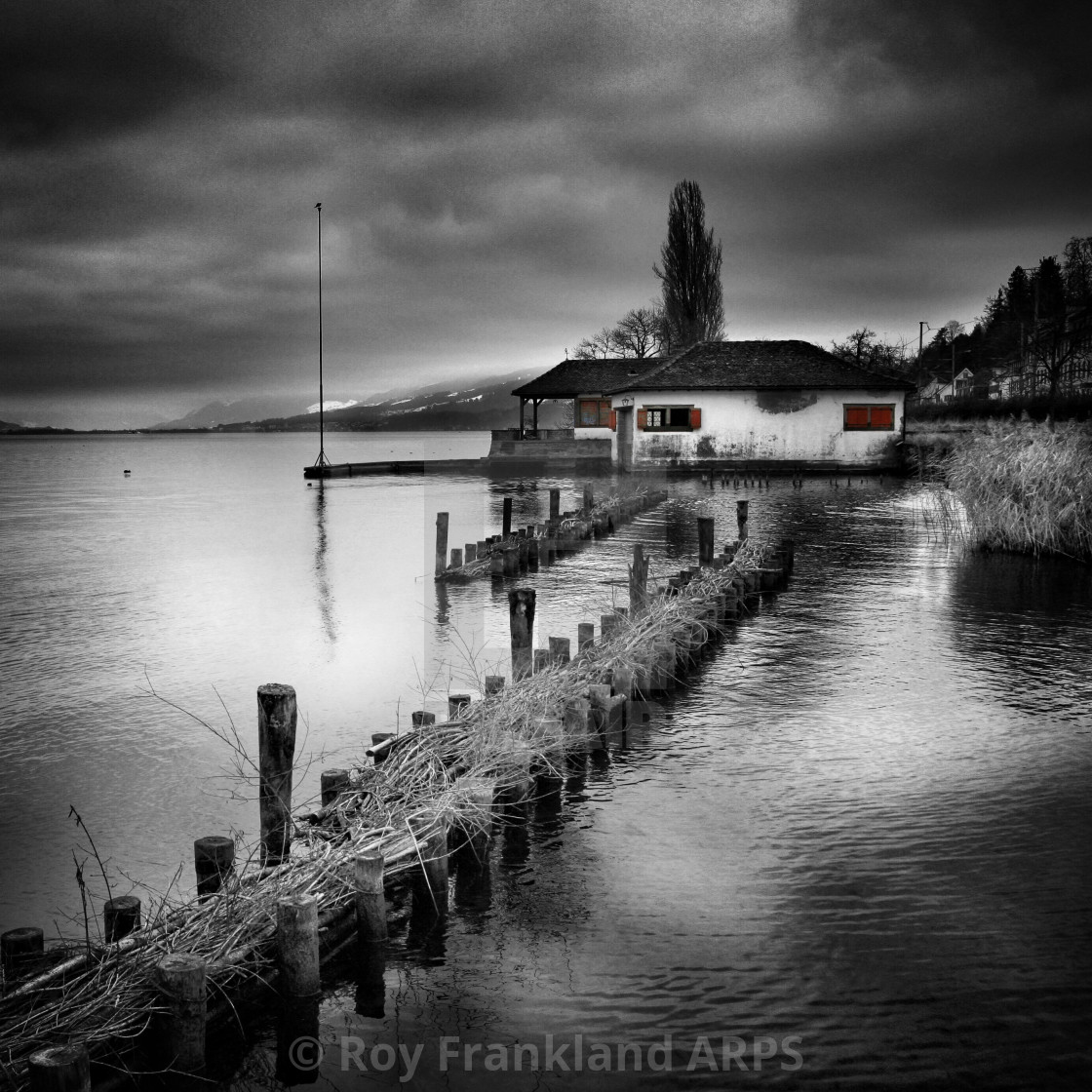 "Boat house on lake Zurich" stock image