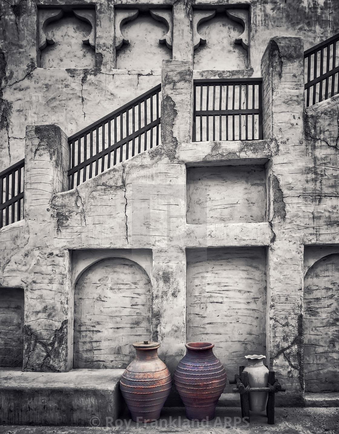 "Arabic pots - mono" stock image