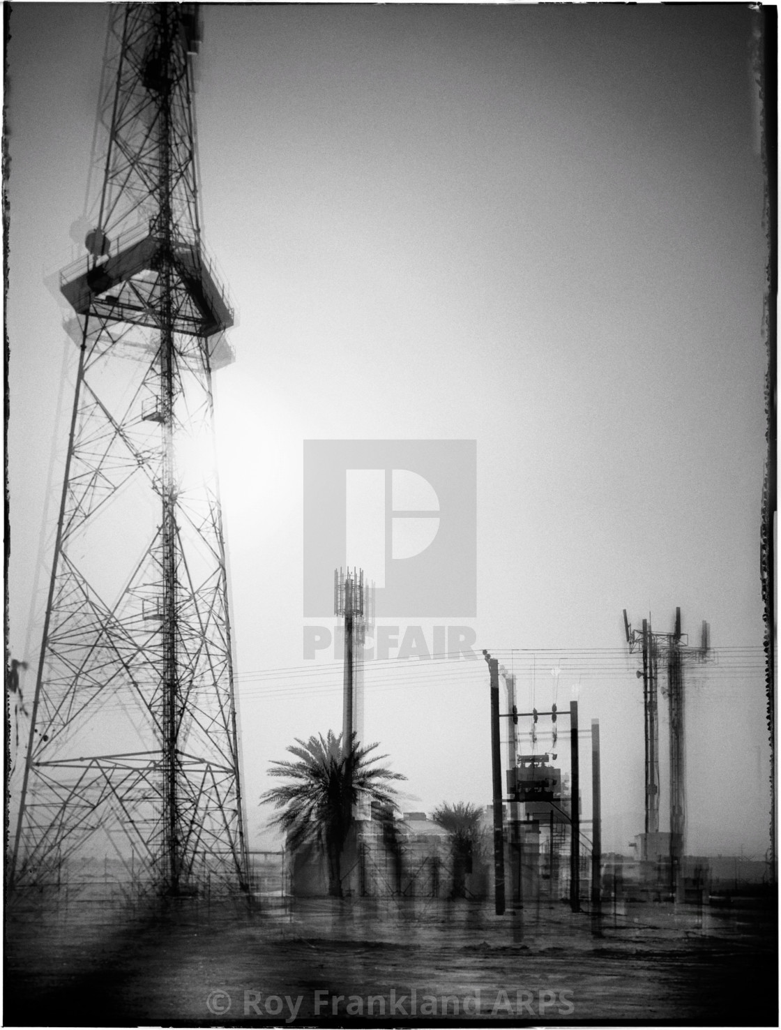 "Pylon and power lines" stock image